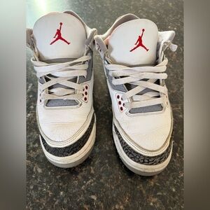 Jordan Kids White, Gray & Red Retro Basketball Sneakers